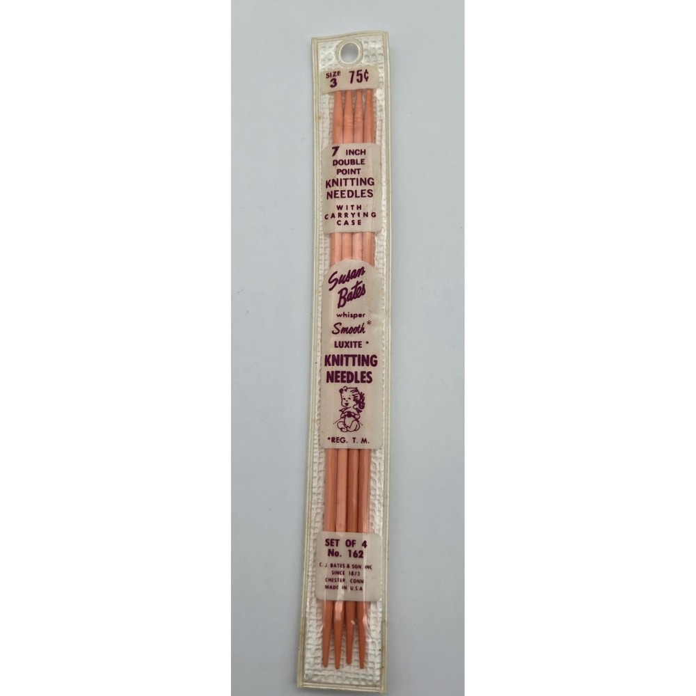 Susan Bates Luxite Double Point Knitting Needles Set 4‎ 7 " Size 3 Case Vtg USA